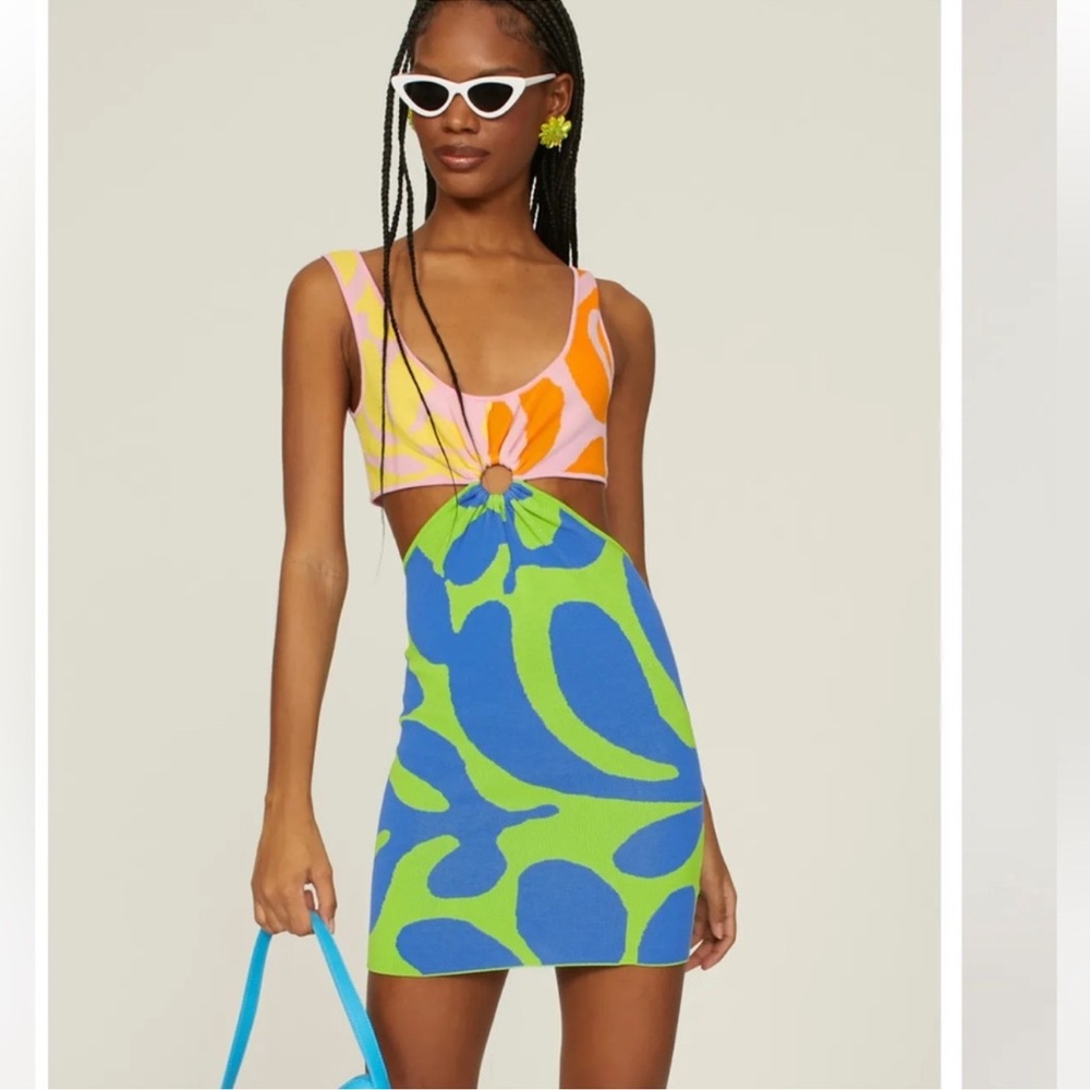 NWT Solid & Striped Bailey Cut Out Mini Dress in Mixed Leaf Print